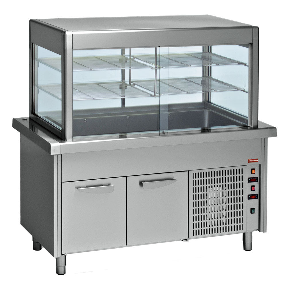 Vitrine-element met gekoelde bak op koelkast, 4 x GN 1/1, 150 cm, Diamond S80/RCRV15-R2