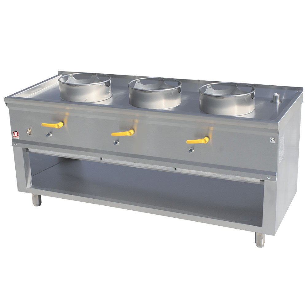 Wokfornuis op onderkast, 3 branders, 150 cm, Diamond ASIA1-C3L
