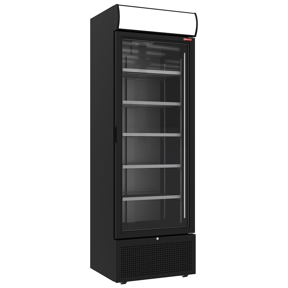 Flessenkoelkast 494 liter met lightbox, 1 glazen deur, zwart, Diamond CLP52-SB