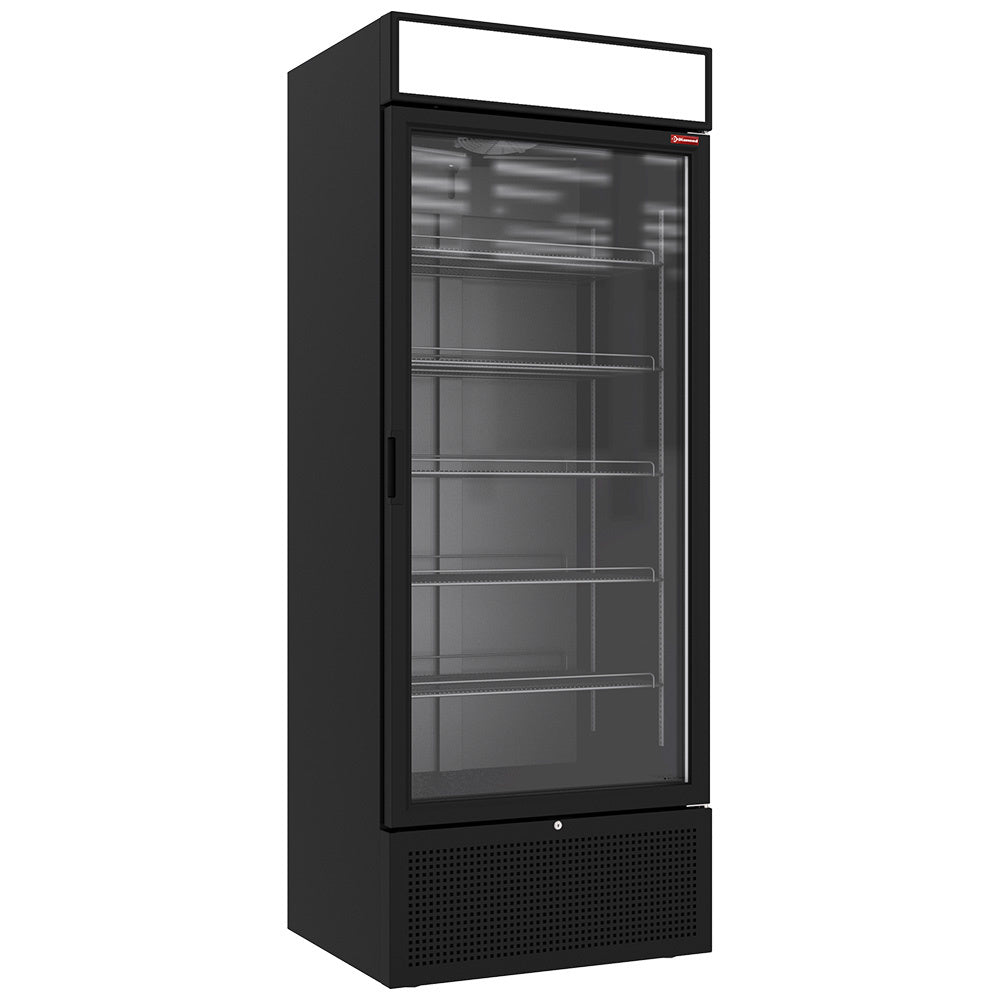 Flessenkoelkast 715 liter met lightbox, 1 glazen deur, zwart, Diamond CLP72-SB