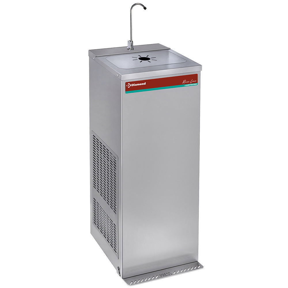 Gekoelde drinkwaterfontein met pedaalbediening, rvs, 35 liter per uur, Diamond CR-18S/35-P