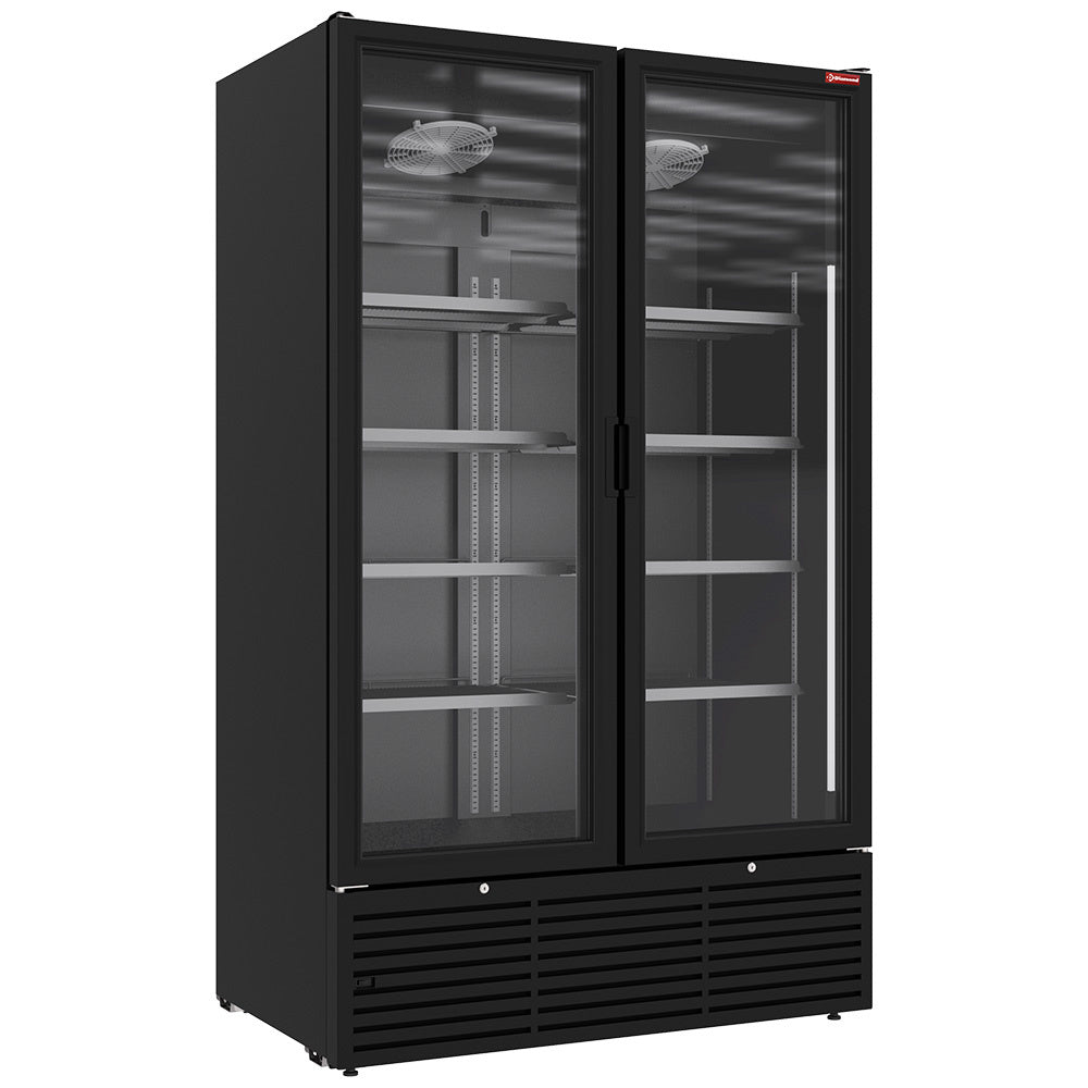Flessenkoelkast 1142 liter, 2 draaideuren, zwart, Diamond DRP12-2B