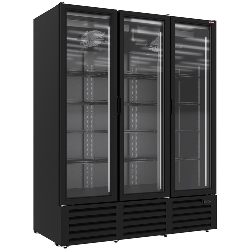 Flessenkoelkast 1455 liter, 3 draaideuren, zwart, Diamond DRP16-3B
