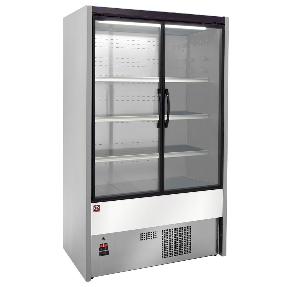 Geventileerd wandkoelmeubel met draaideuren, 120 cm breed, grijs/wit, Diamond DS12/A7-P9B