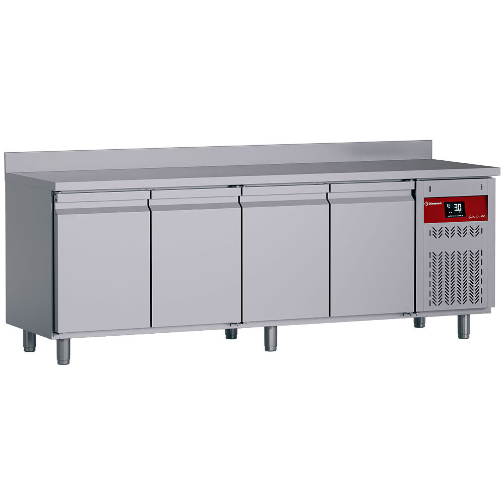 Koelwerkbank, geventileerd, 4 deuren GN 1/1, wandmodel, 550 liter, Diamond DT224/P9H-D