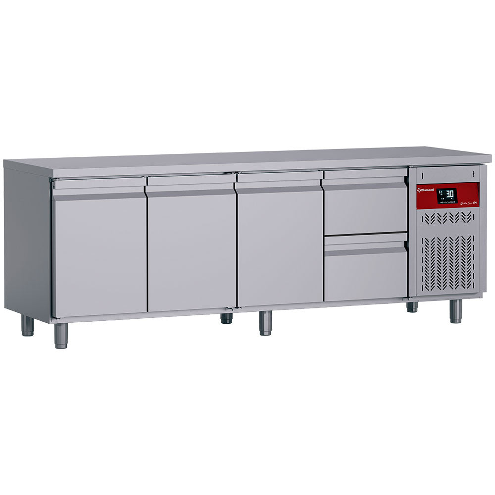 Koelwerkbank, geventileerd, GN 1/1, met 1 ladeblok, set, Diamond DT224/P9H_1XCA1/2P9H