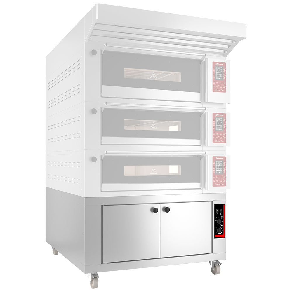 Elektrische rijskast met bevochtiger voor ovens op wielen, 28 platen 60 x 40 cm, hoogte 94 cm, Diamond ET3H-94