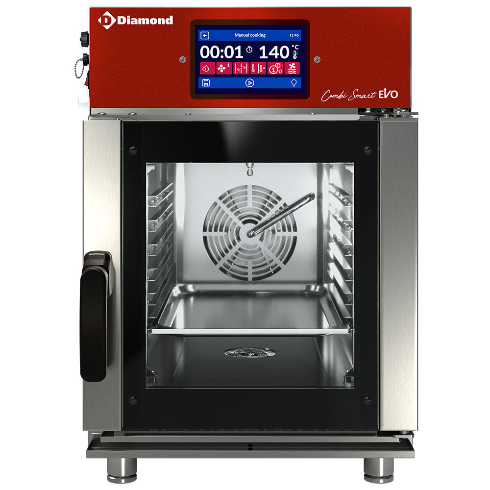 Elektrische combisteamer 6x GN 1/1, 7-inch touchscreen en automatische reiniging, Combi Smart EVO, Diamond FVS6-411/CTS