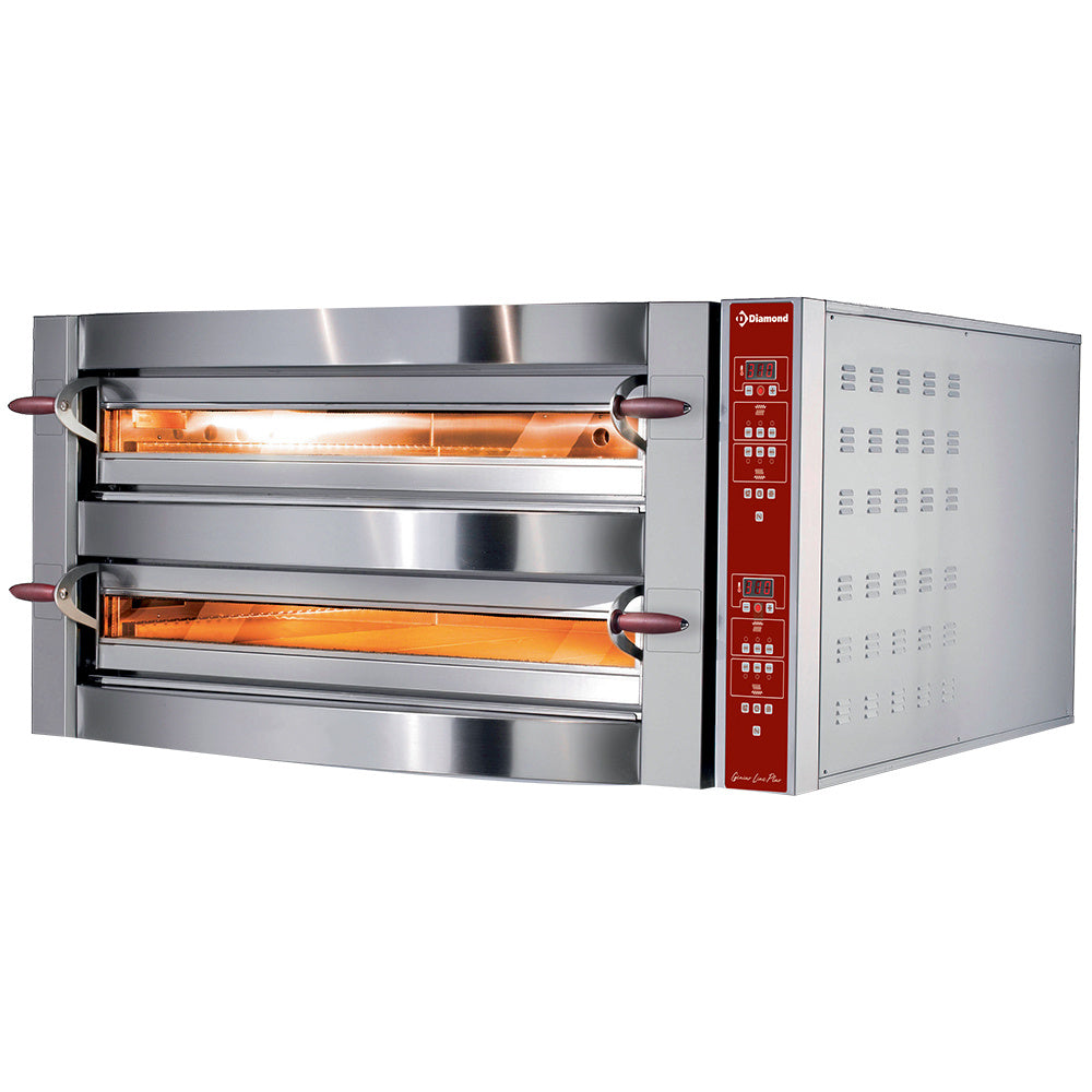 Elektrische pizzaoven, 2 kamers 72 x 72 cm, 2 x 4 pizza's van Ø 35 cm, Diamond GDX8/35-DP