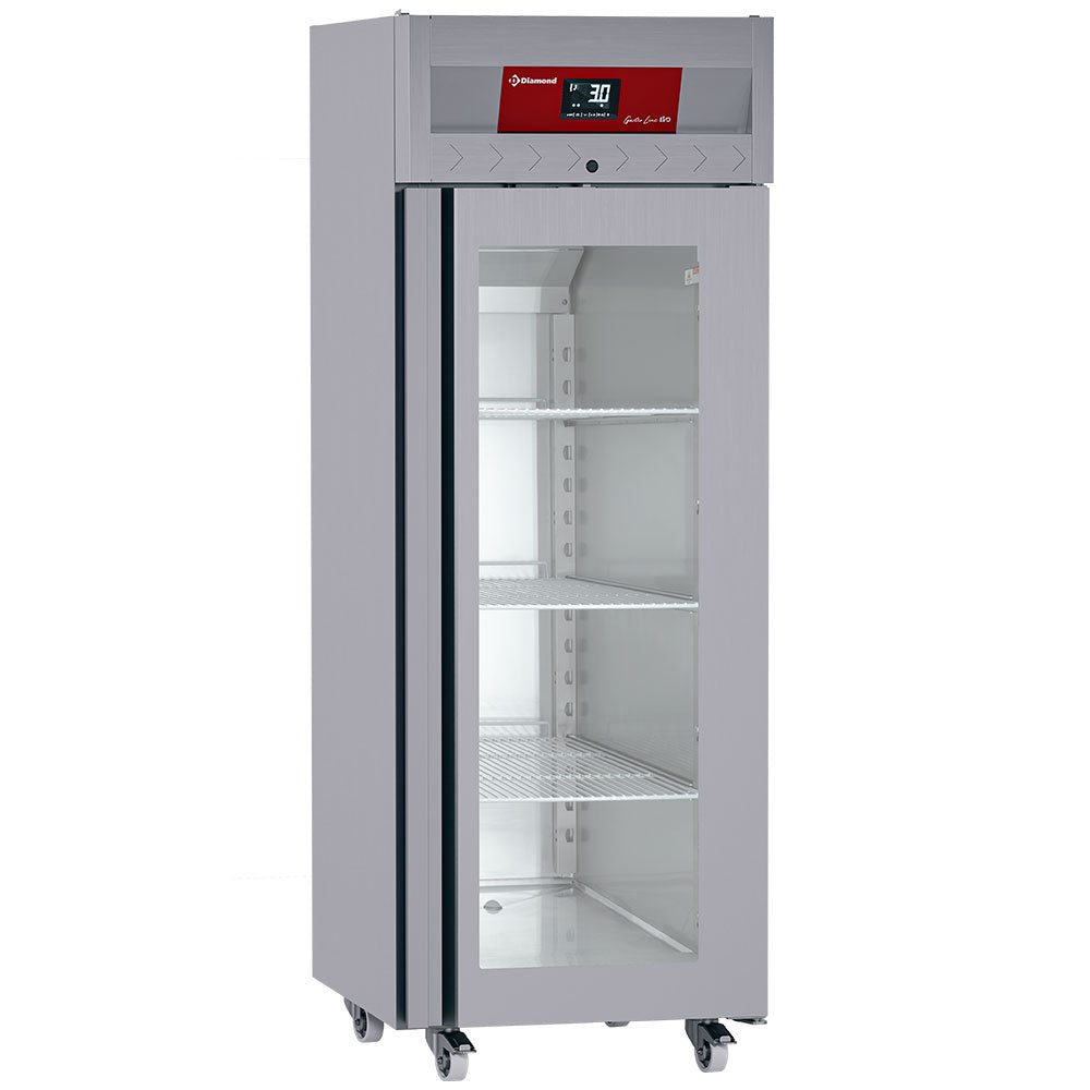 Geventileerde koelkast 700 liter, 1 glazen deur GN 2/1, op wielen, Diamond ID70/R9H-G