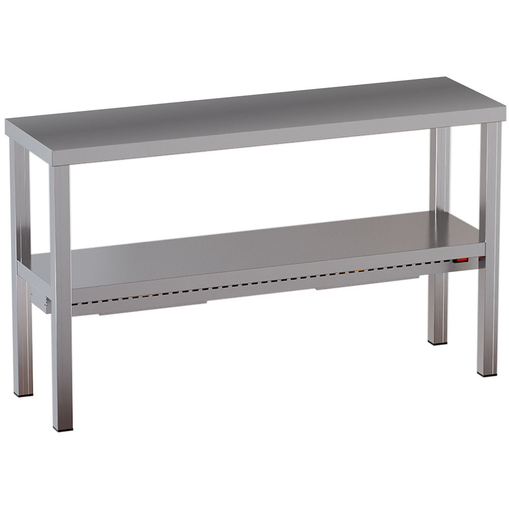 Verwarmde chef-etagère met 2 niveaus, 100 x 30 cm, rvs, tot 60 °C, Diamond RC102-SE7