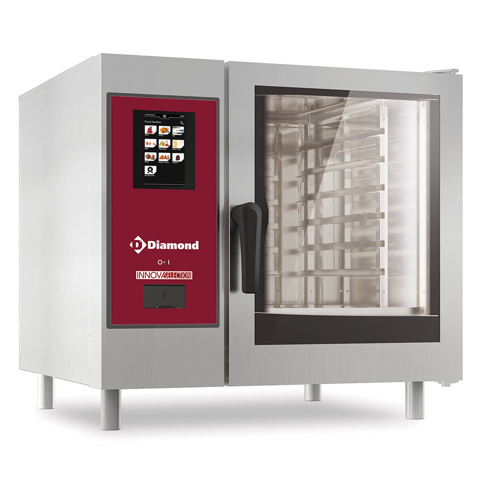 Elektrische oven TOUCH met boilerstoom en hetelucht, 6 x GN 1/1, met reinigingsfunctie, Diamond SBET/06S