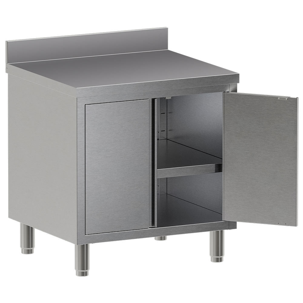 Werkkast met klapdeuren en opstaande achterrand, 80 x 70 cm, rvs, Diamond TA87D-SA4
