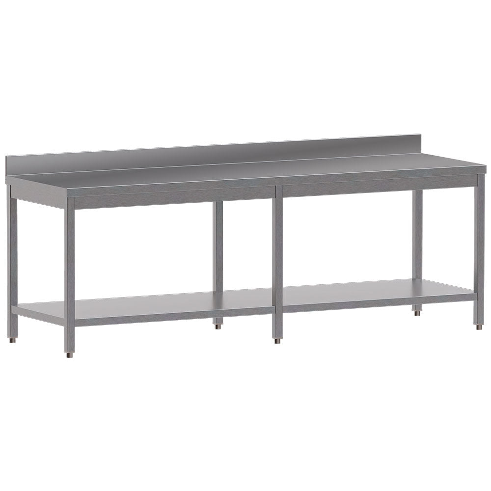 Werktafel 220 x 70 cm met onderplank en achteropstand, Diamond TL2271D-ST4