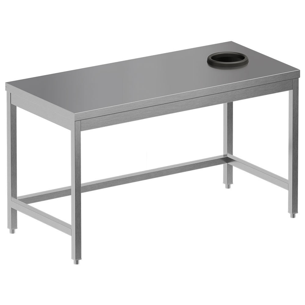 Afruimtafel met afvalgat, 100 x 70 cm, rvs, Diamond TS1070-ST5