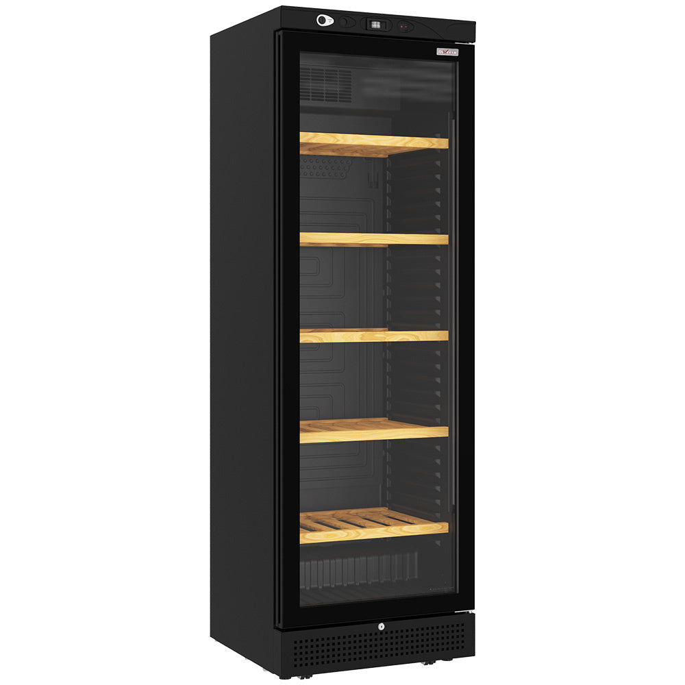 Geventileerde wijnkast vitrine, 382 liter - 5 niveaus - ZWART