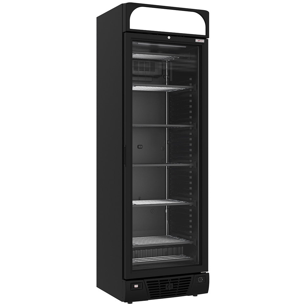 Negatieve geventileerde vitrine 374 liter - 5 vaste niveaus met lichtbak - ZWART