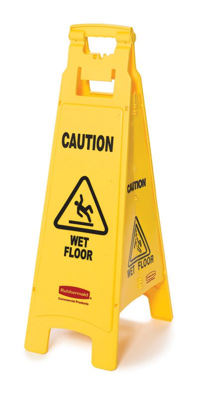 Rubbermaid vierzijdig waarschuwingsbord Caution wet floor geel