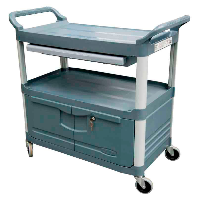 Rubbermaid X-tra materiaalwagen met lade en kast grijs