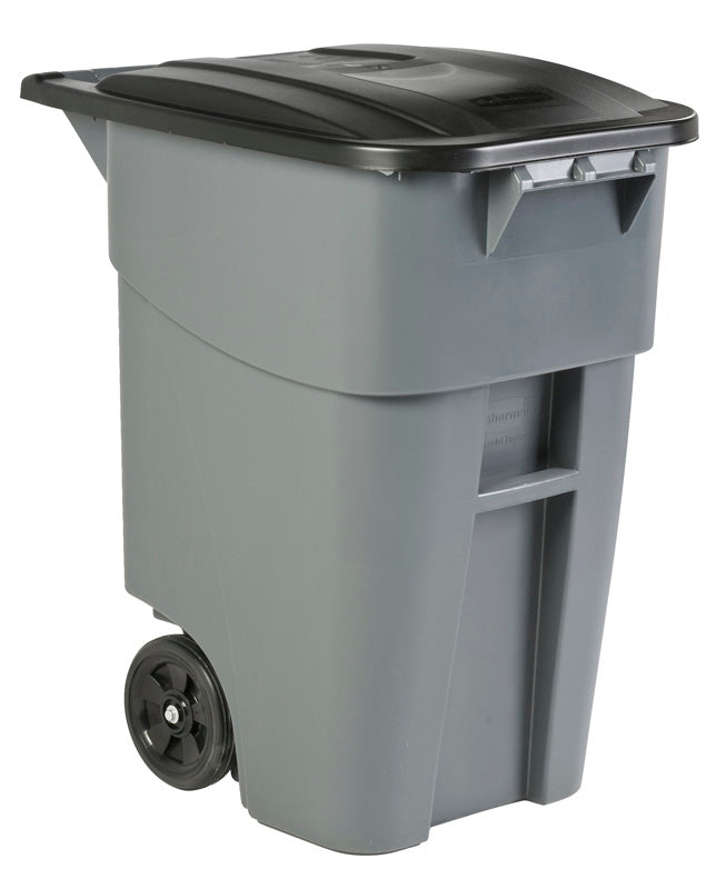 Rubbermaid BRUTE rolcontainer met deksel 189,3 liter grijs/zwart