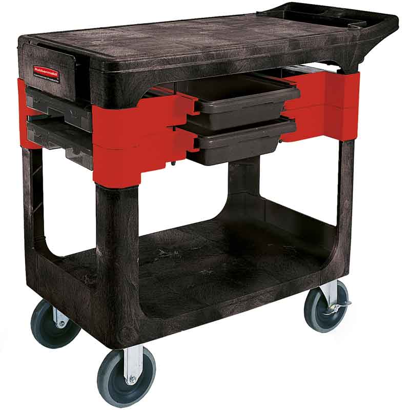 Rubbermaid werkwagen zwart/rood
