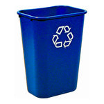 Rubbermaid rechthoekige afvalbak 39 liter blauw met recyclingsymbool