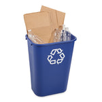 Rubbermaid rechthoekige afvalbak 39 liter blauw met recyclingsymbool