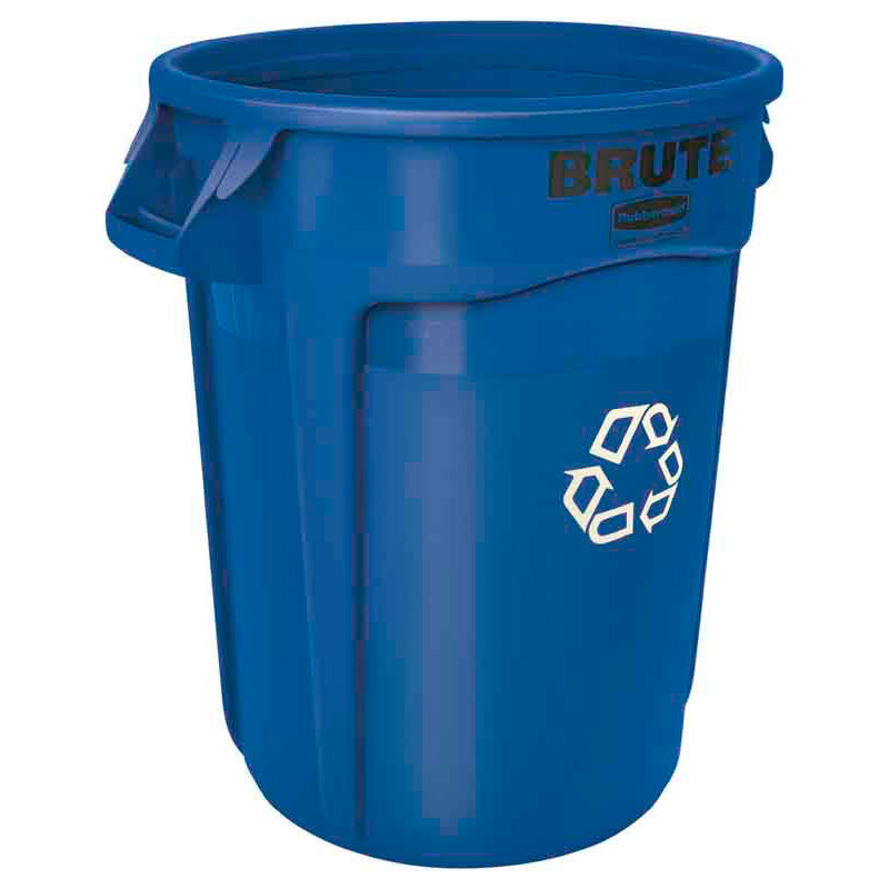 Rubbermaid ronde Brute container 121,1 liter blauw met recyclingsymbool