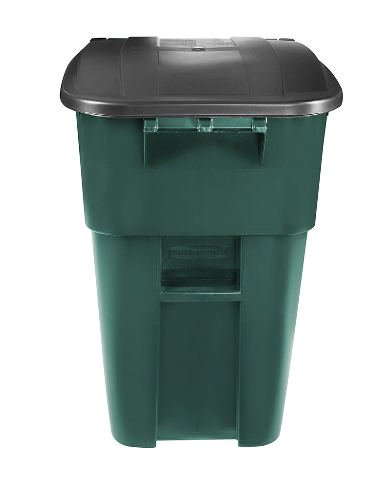 Rubbermaid BRUTE rolcontainer met deksel 189,3 liter donker groen/zwart