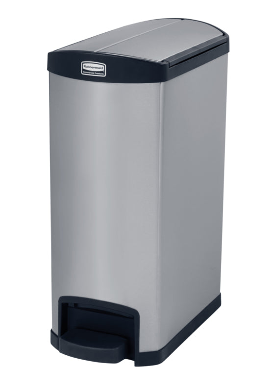 Rubbermaid Slim Jim Step On container End Step RVS 50 liter mat RVS/zwart