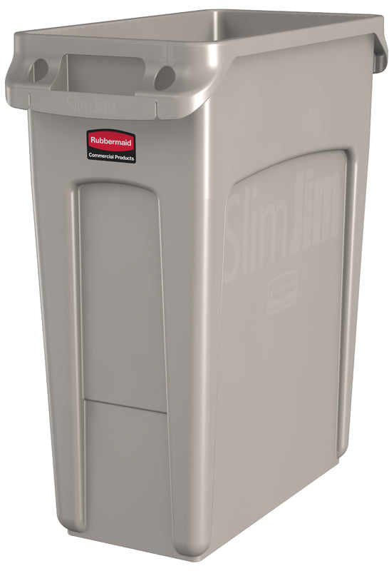 Rubbermaid Slim Jim container met luchtsleuven 60 liter beige