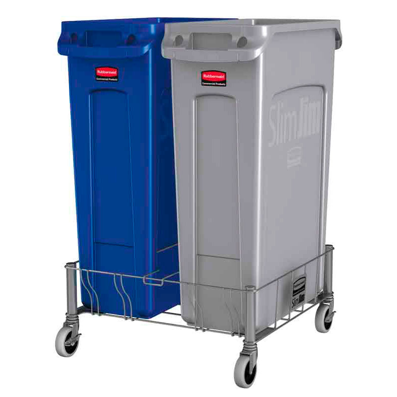 Rubbermaid Slim Jim dubbele RVS dolly