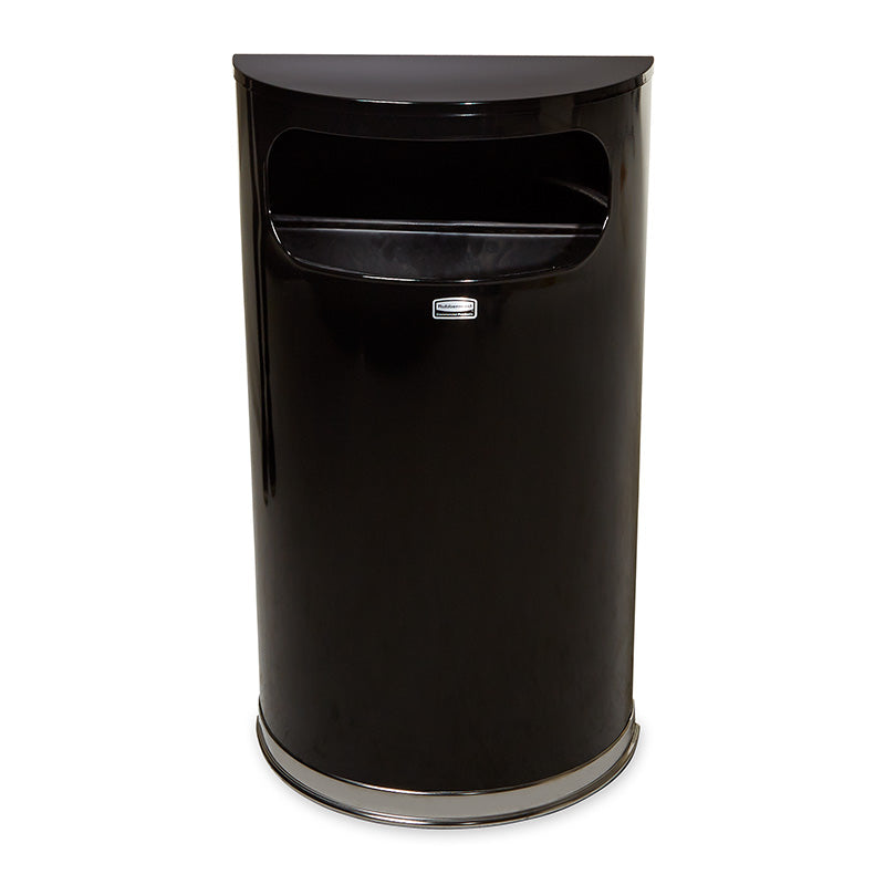 Rubbermaid Designer halfrond met kunststof binnenbak 34 liter zwart/chroom