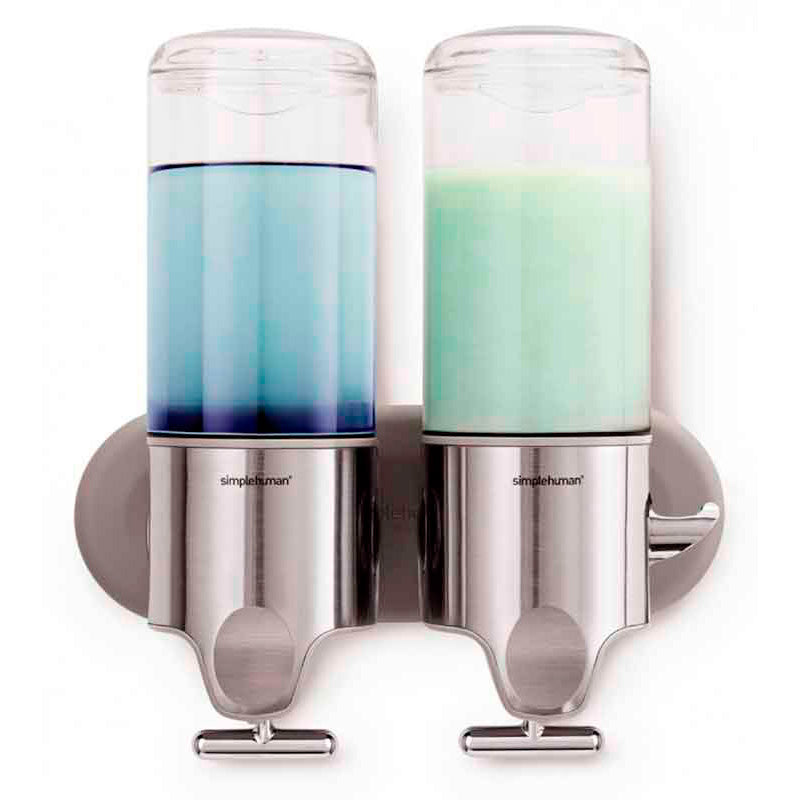 Simplehuman wandzeepdispenser Twin 2 x 444 ml RVS/transparant