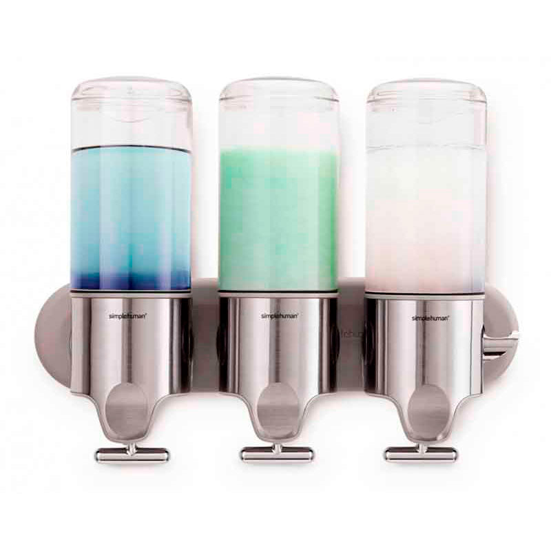 Simplehuman wandzeepdispenser Triple 3 x 444 ml RVS/transparant