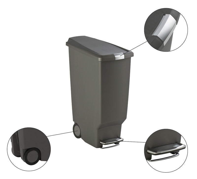 Simplehuman Slim Step Can 40 liter grijs