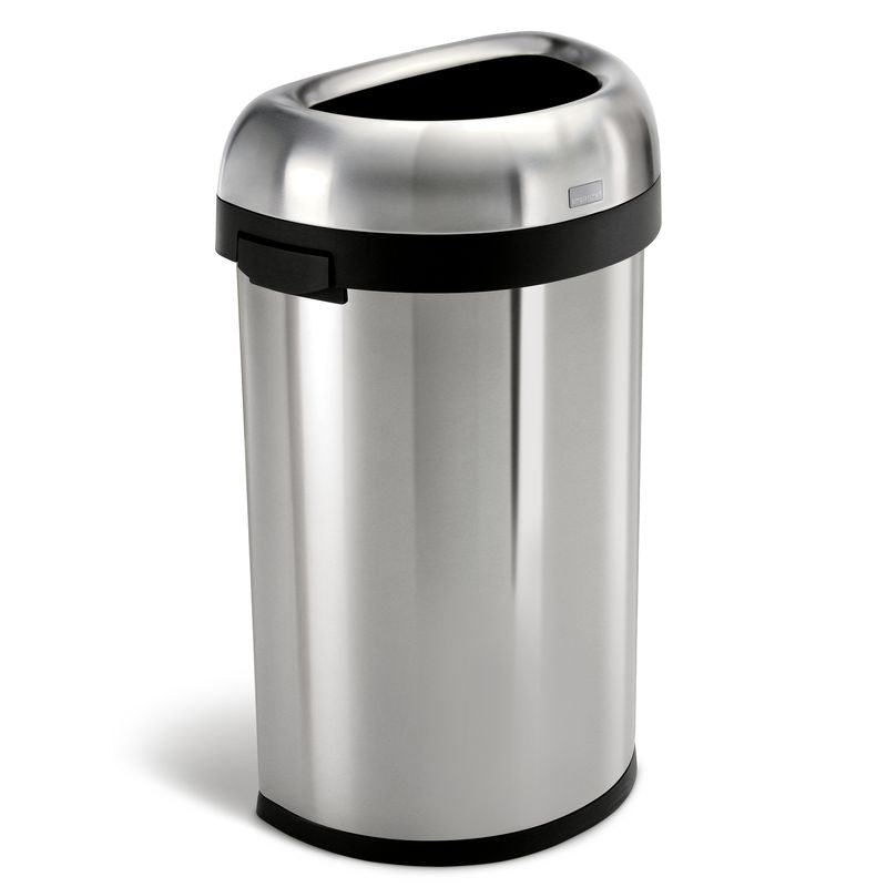 Simplehuman Bullet Open halfronde afvalemmer 60 liter mat RVS