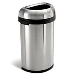 Simplehuman Bullet Open halfronde afvalemmer 60 liter mat RVS