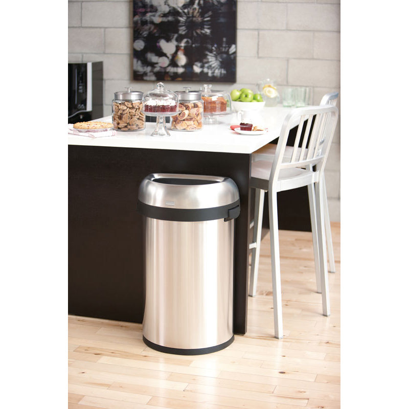 Simplehuman Bullet Open halfronde afvalemmer 60 liter mat RVS