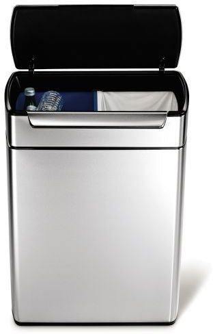 Simplehuman Rectangular Touch-Bar Bin 2x24 liter mat RVS