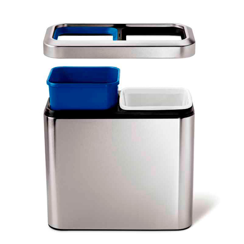 Simplehuman Slim Open Recycler 2x10 liter mat RVS