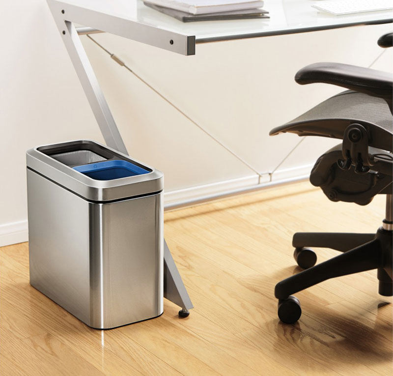 Simplehuman Slim Open Recycler 2x10 liter mat RVS