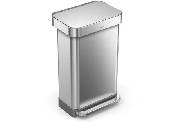 Simplehuman Rectangular pedaalemmer met Liner Pocket 45 liter RVS