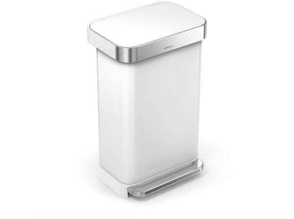 Simplehuman Rectangular pedaalemmer met Liner Pocket 45 liter wit RVS