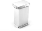 Simplehuman Rectangular pedaalemmer met Liner Pocket 45 liter wit RVS