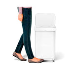 Simplehuman Rectangular pedaalemmer met Liner Pocket 45 liter wit RVS