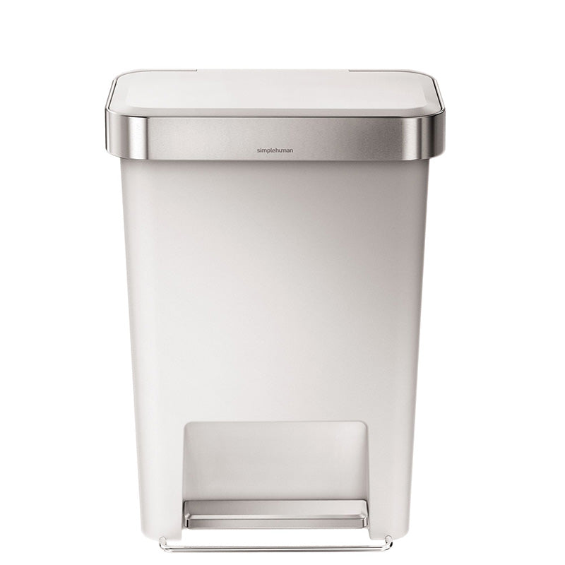 Simplehuman Rectangular pedaalemmer kunststof met Liner Pocket 45 liter wit/RVS