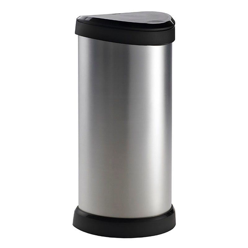 Curver Push Bin Decobin 40 liter zilver/zwart