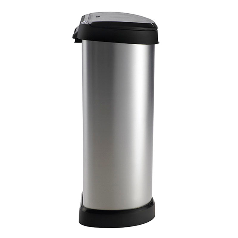 Curver Push Bin Decobin 40 liter zilver/zwart