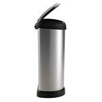 Curver Push Bin Decobin 40 liter zilver/zwart